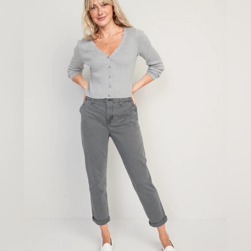 High-Waisted Navy Chino Pants